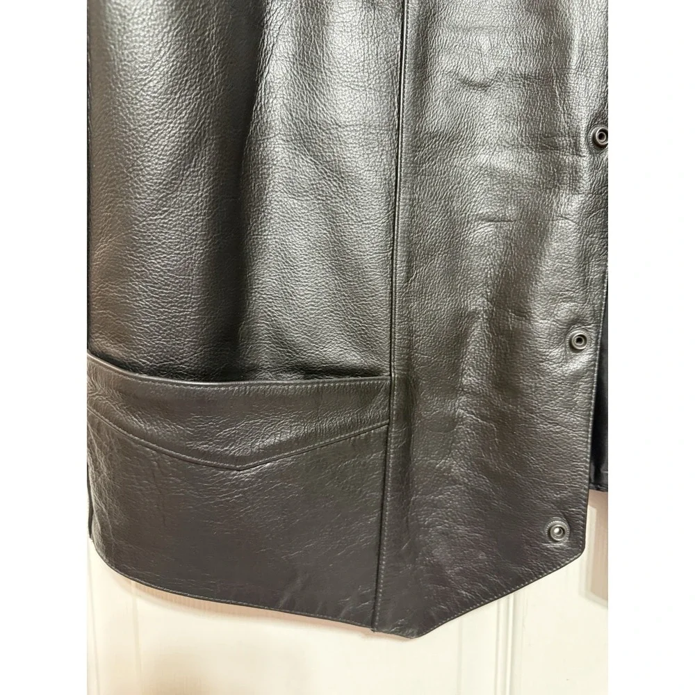 FMC‎ Genuine Leather Biker Vest Size 50 Black Embroidered Veteran's Pins